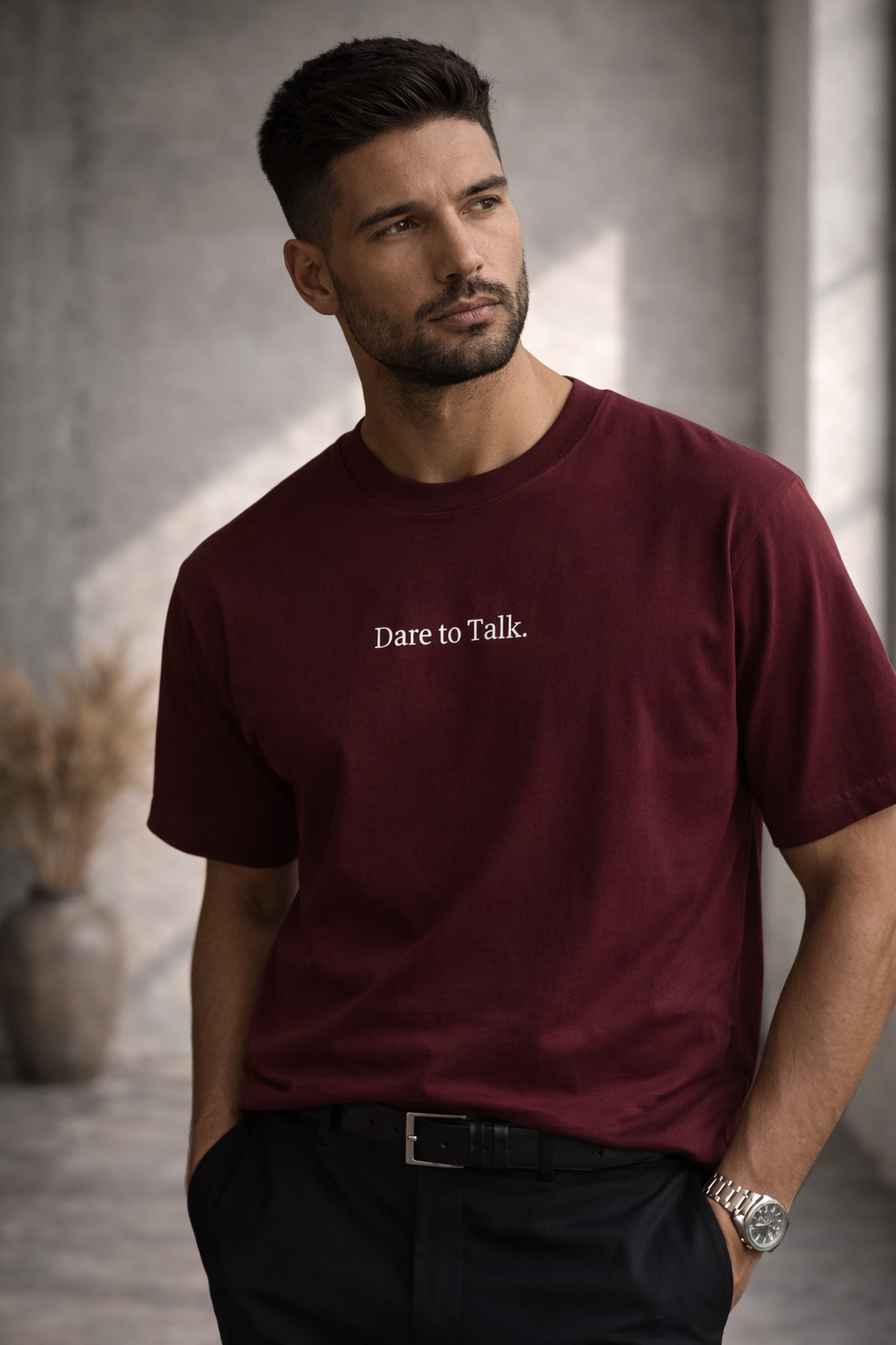 Dare to Talk Original T-shirt - Burgundy