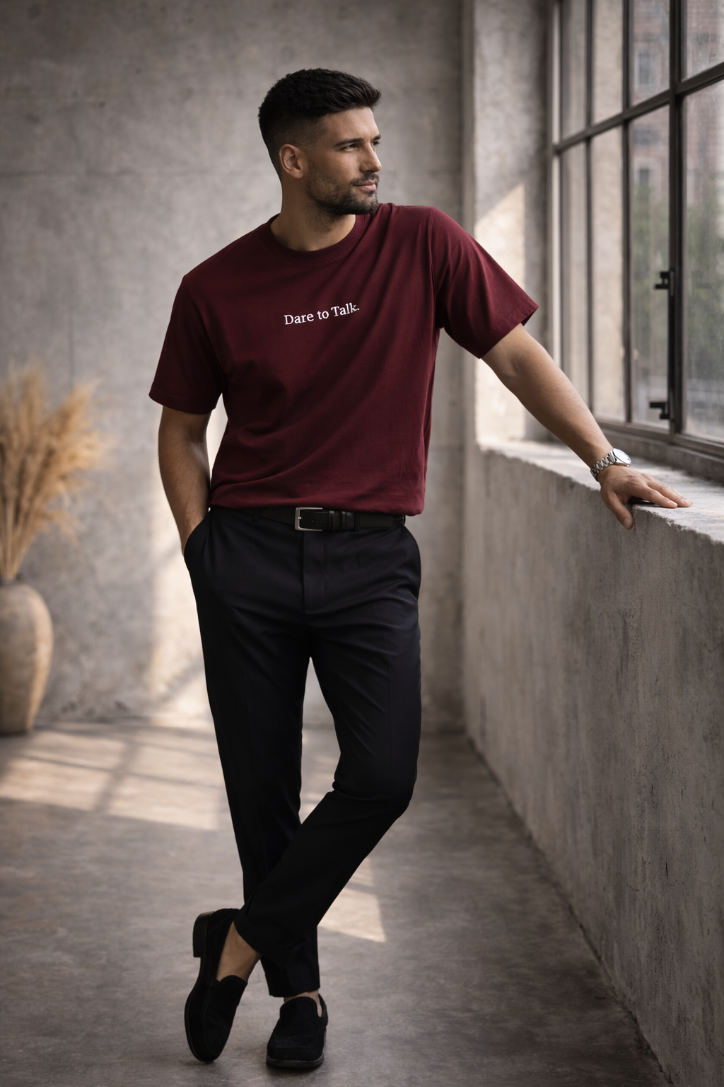Dare to Talk Original T-shirt - Burgundy
