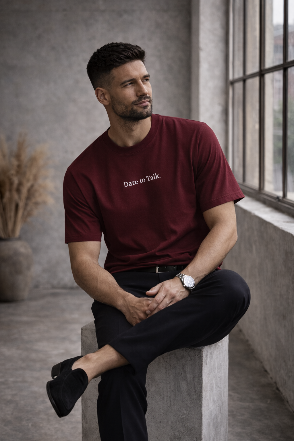 Dare to Talk Original T-shirt - Burgundy