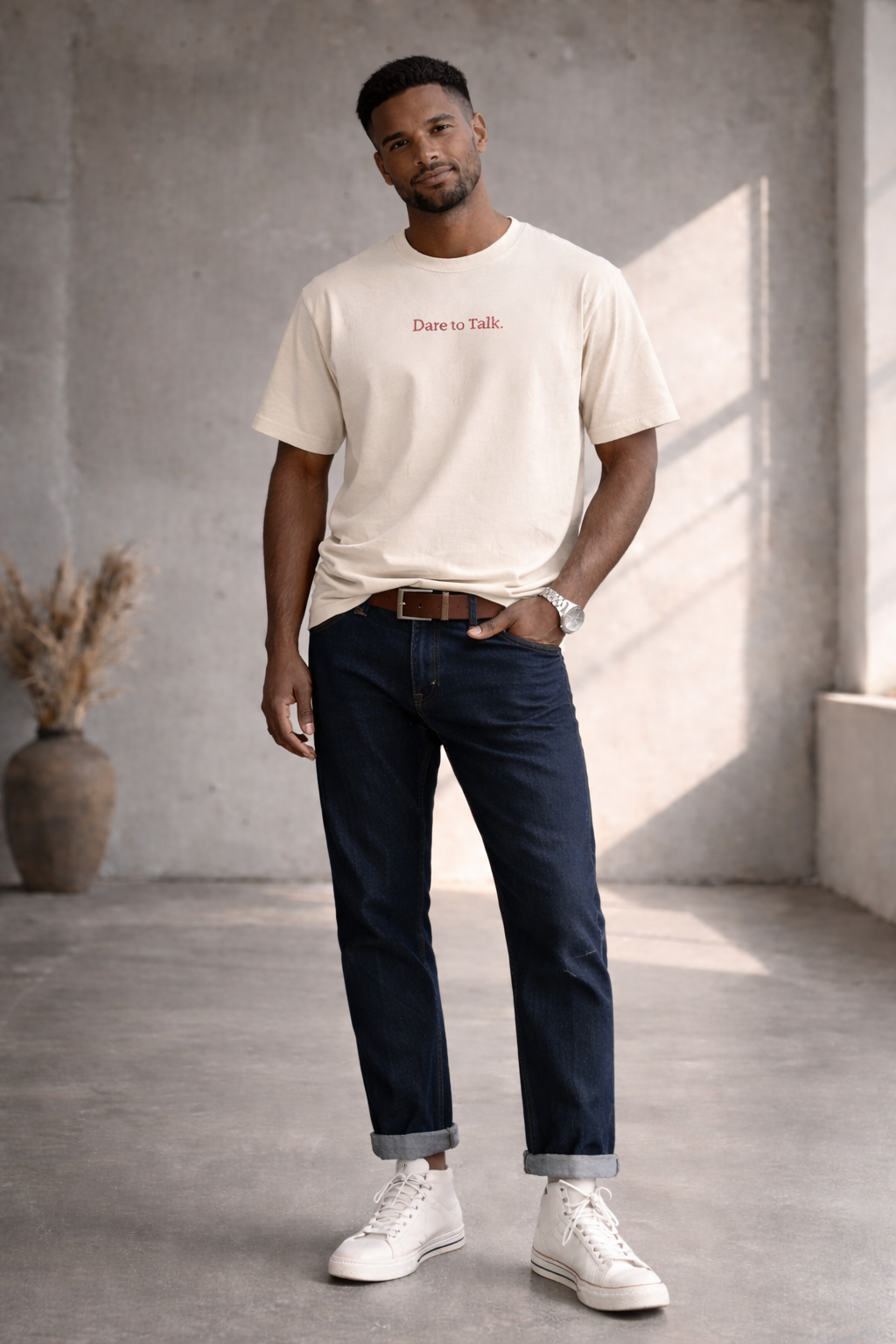 Dare to Talk Original T-shirt - Natural Raw Rood