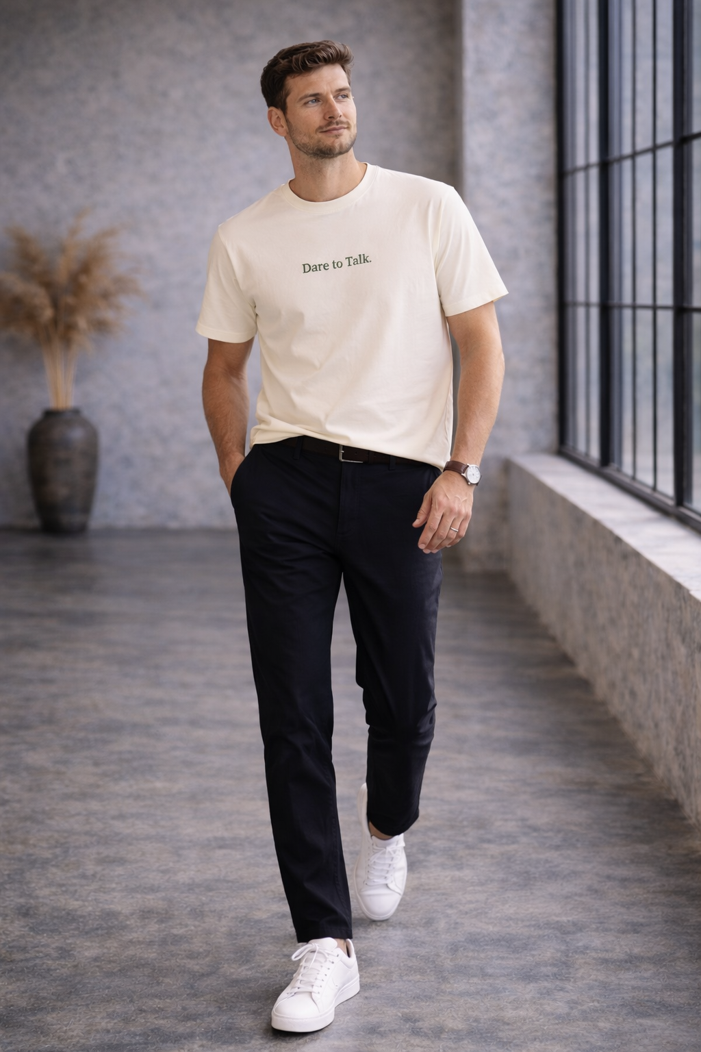 Dare to Talk Original T-shirt - Natural Raw Groen