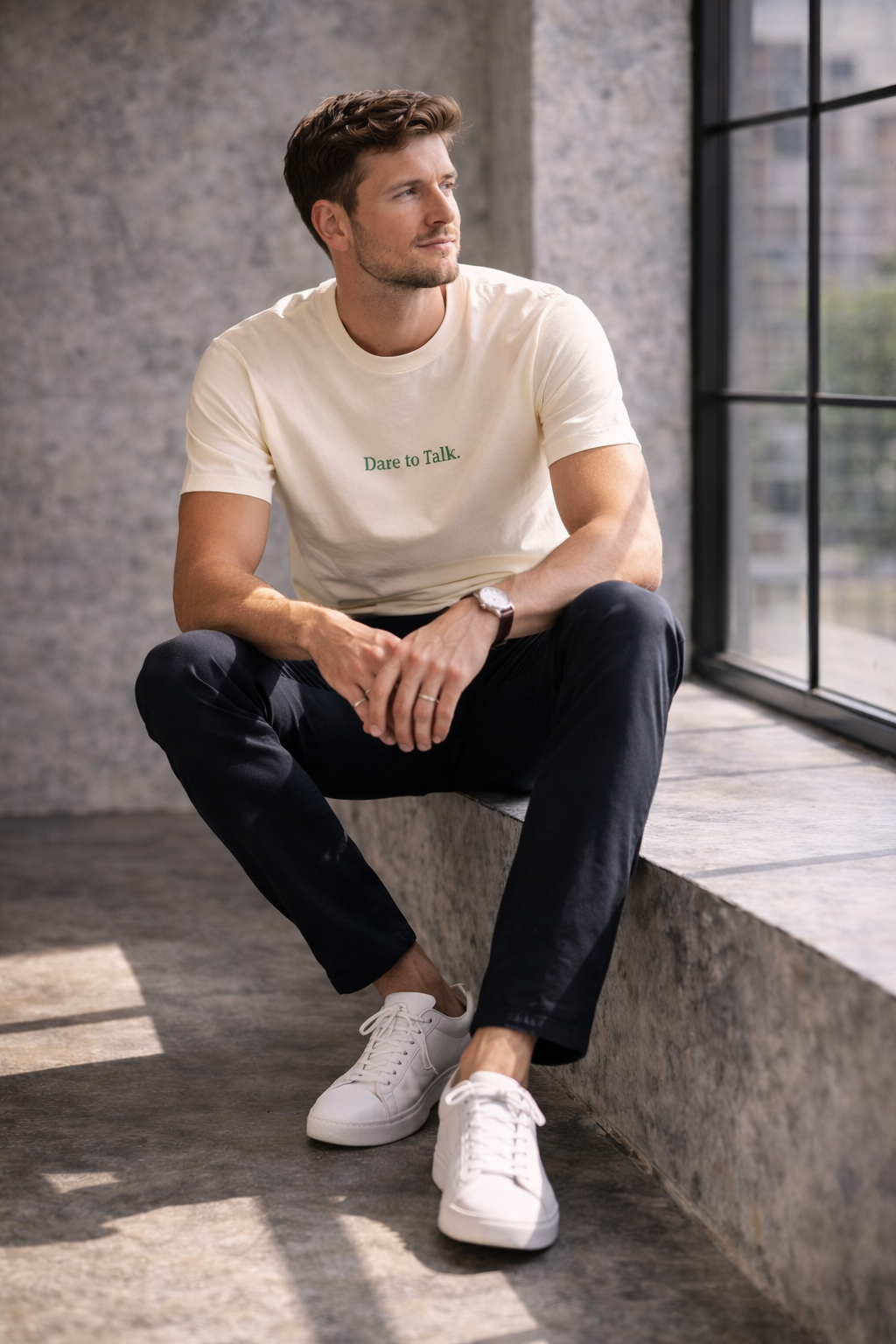 Dare to Talk Original T-shirt - Natural Raw Groen