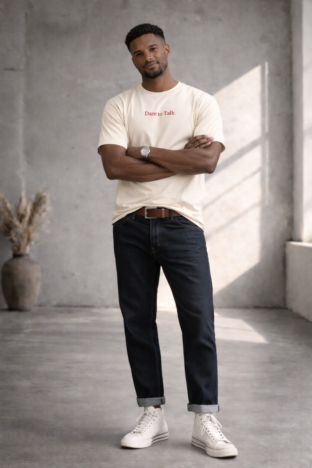 Dare to Talk Original T-shirt - Natural Raw Rood