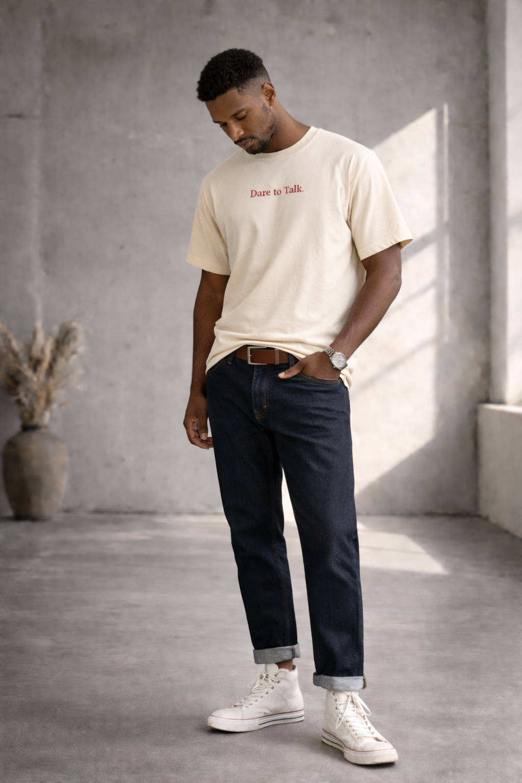 Dare to Talk Original T-shirt - Natural Raw Rood