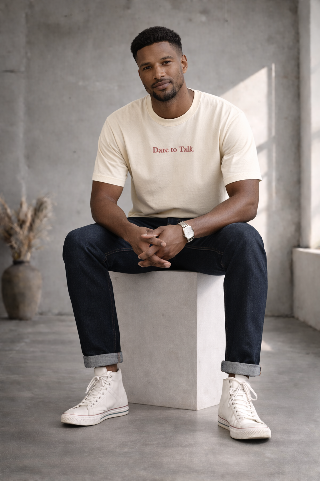 Dare to Talk Original T-shirt - Natural Raw Rood