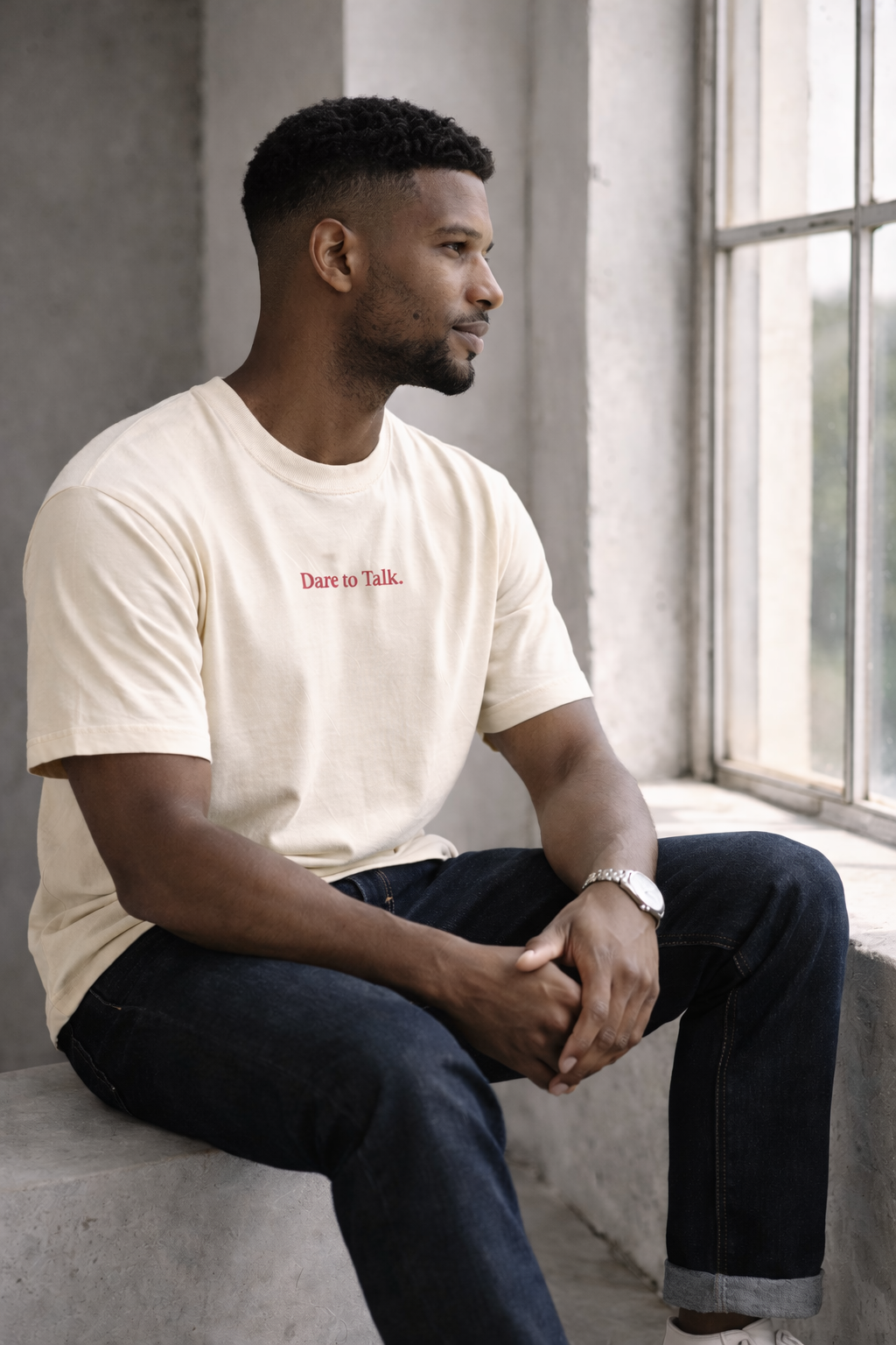 Dare to Talk Original T-shirt - Natural Raw Rood