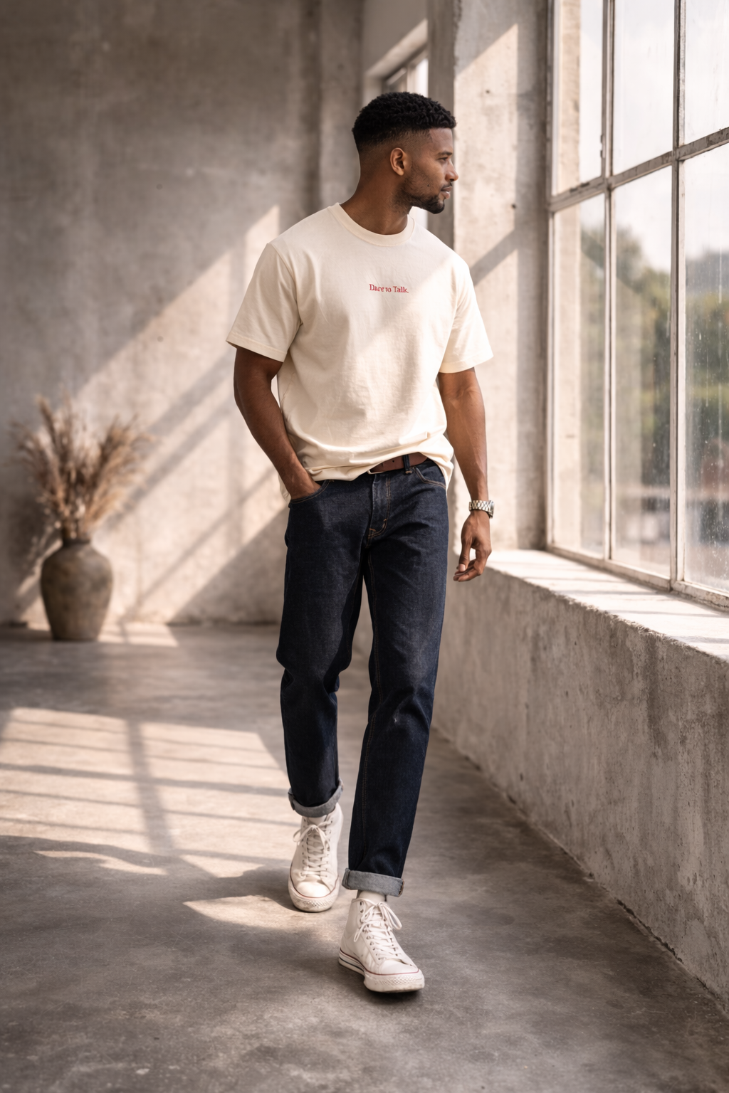 Dare to Talk Original T-shirt - Natural Raw Rood